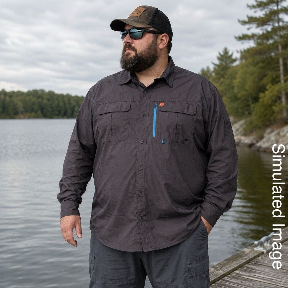 The American Outdoorsman Shirt Mens 3XL Gray Vented Fishing Hiking Nylon
